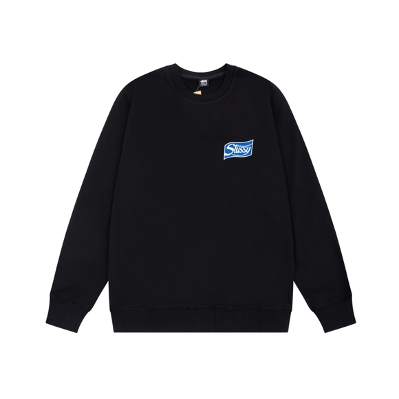 Stussy pullover retro can print loose trendy street black round neck sweatshirt